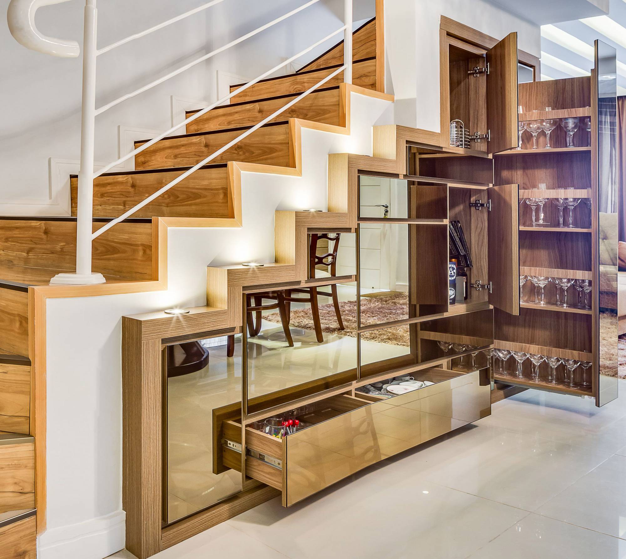 Minimalist Under Stair Storage for Small Space