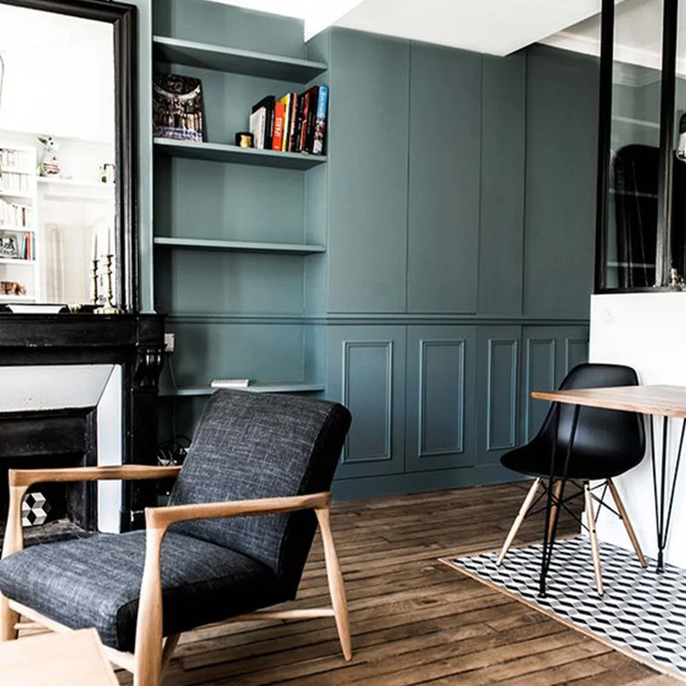 Dark Teal Raised Wall Paneling