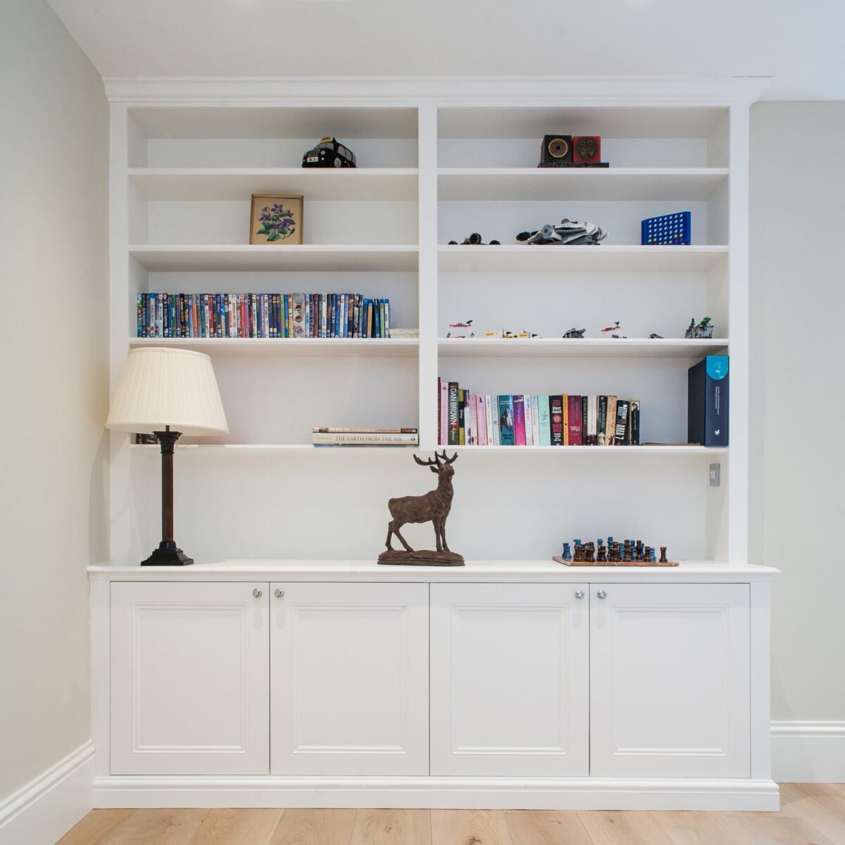 built in alcove shelving