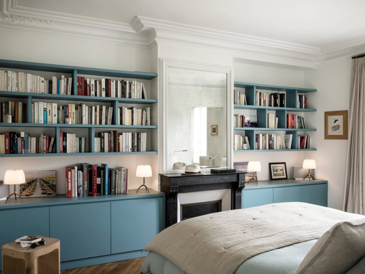 living room alcove shelving