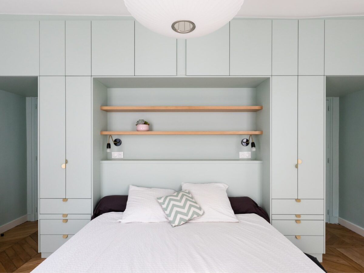 bespoke wardrobes around bed