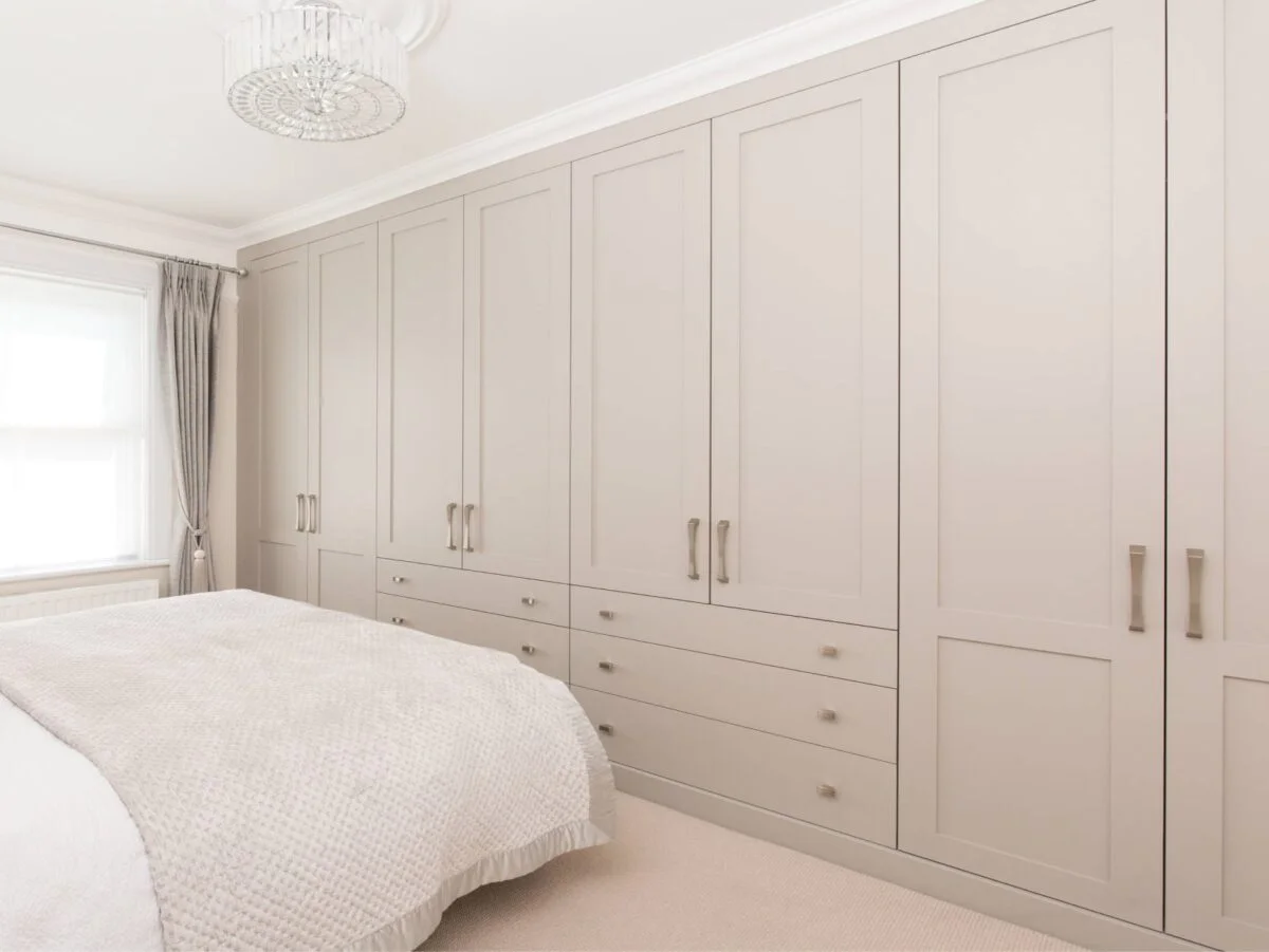 cream built in wardrobes