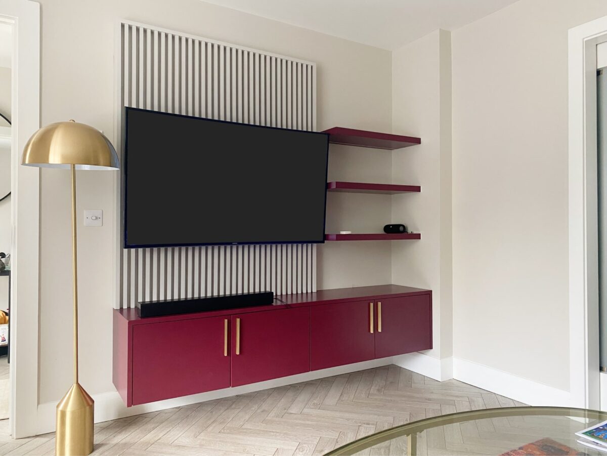 floating tv unit with shelves