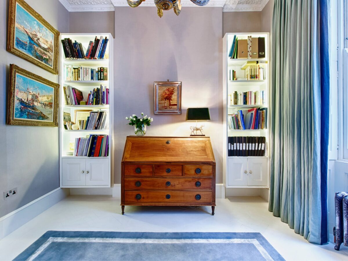 alcove bookshelves with lights