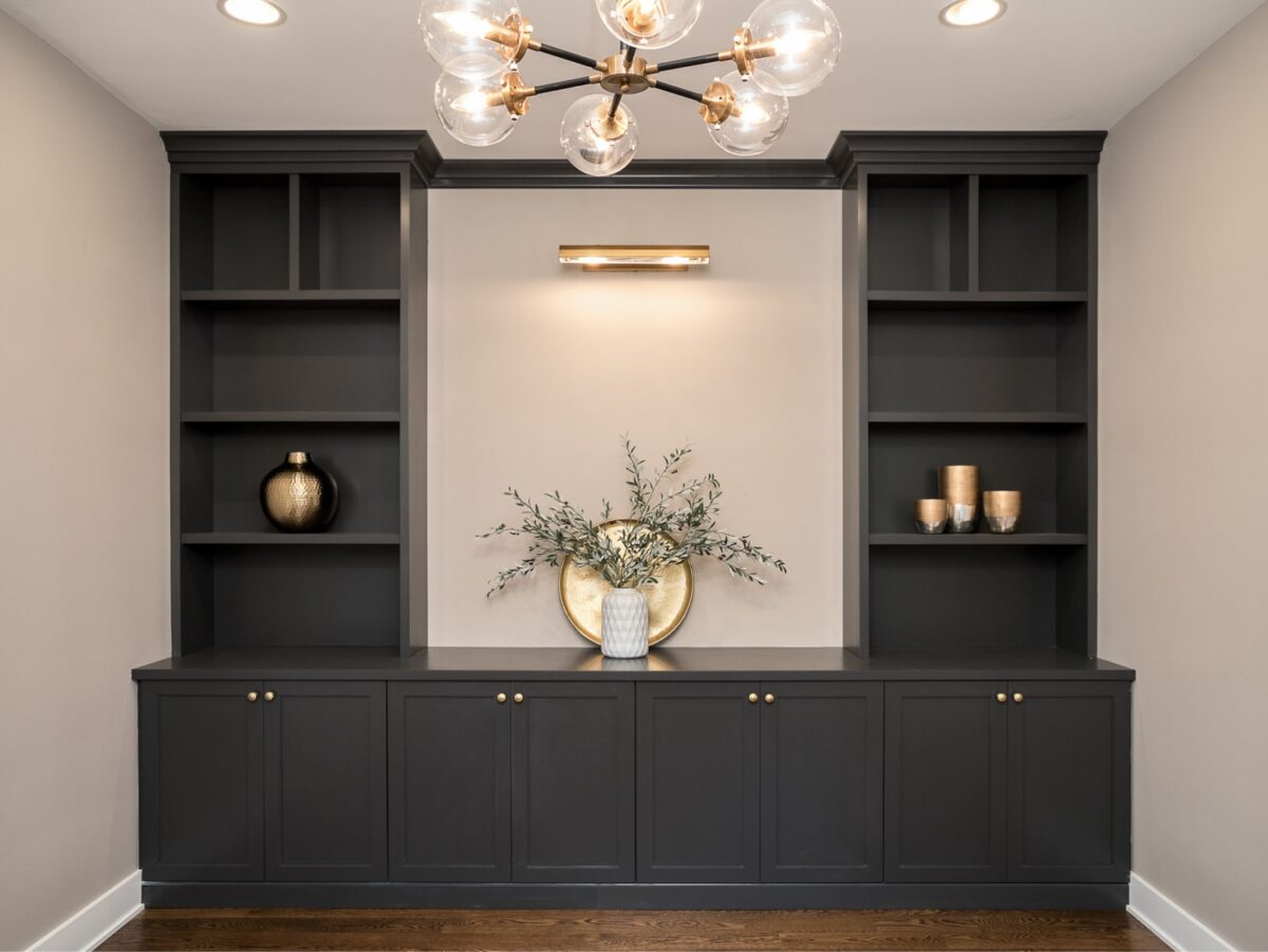 black bespoke shelves