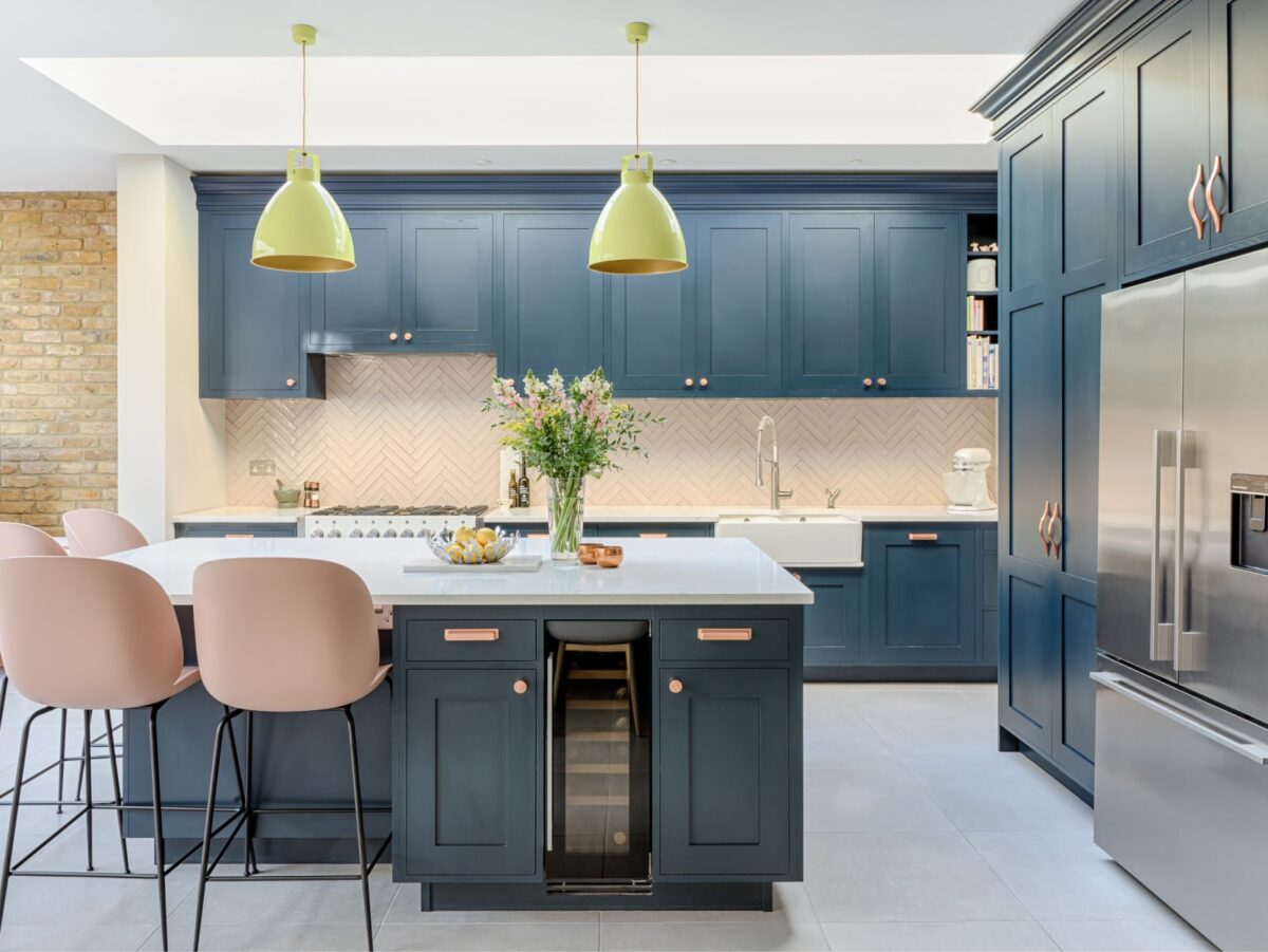blue kitchen units