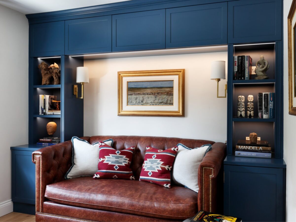 navy shaker bookcases