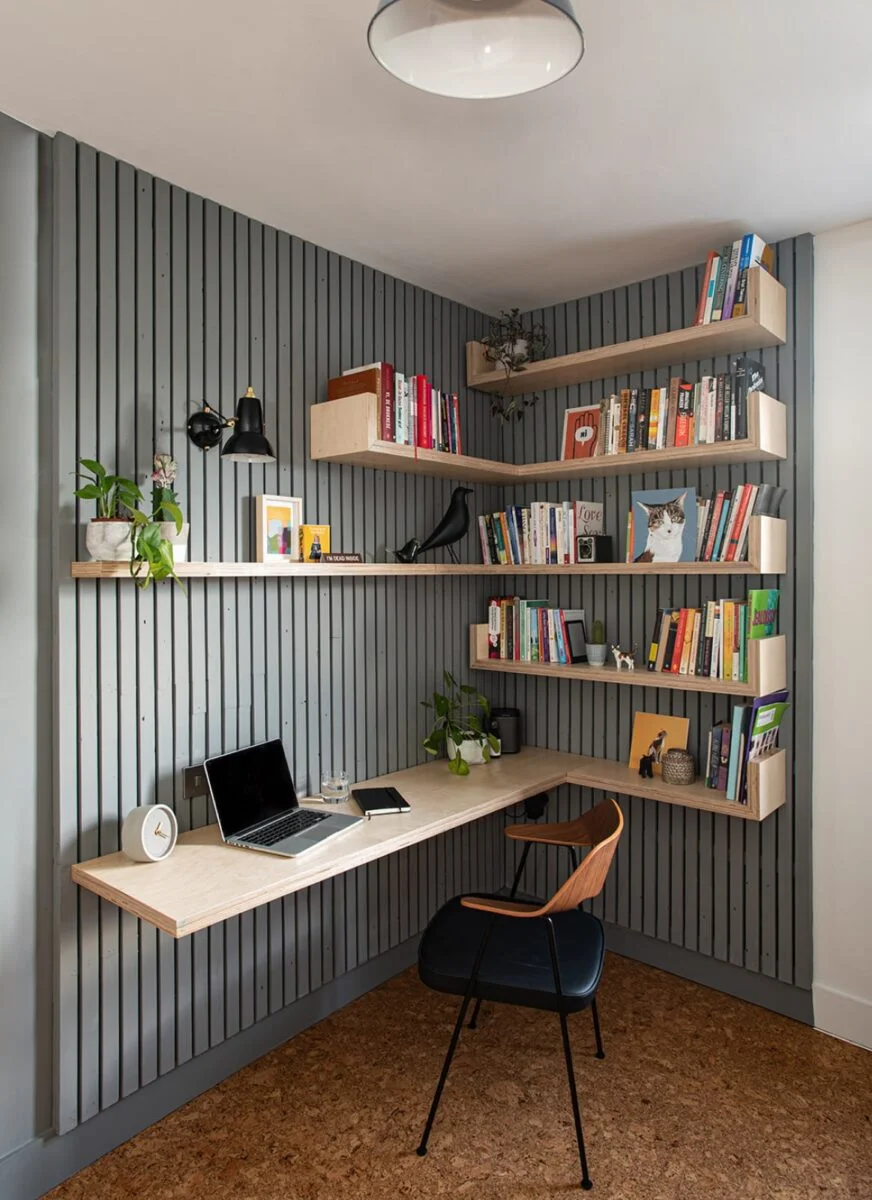 slatted home office desk